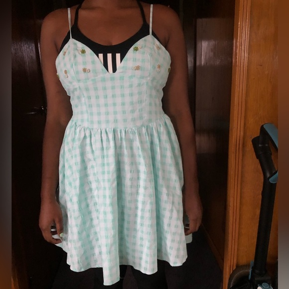 ZARA GINGHAM BEADED FLOWER DETAILED DRESS WITH POCKETS - Picture 10 of 14